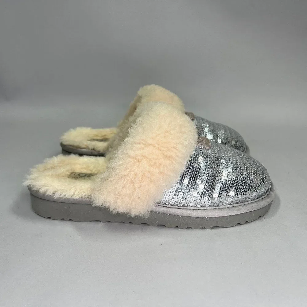 UGG Girl's Size 5‎ Dazzle Sliver Sequin Slippers